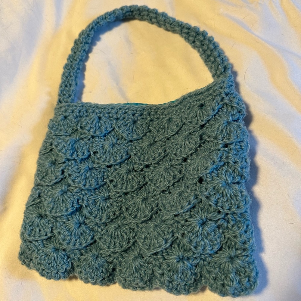 Handmade Teal Crochet purse